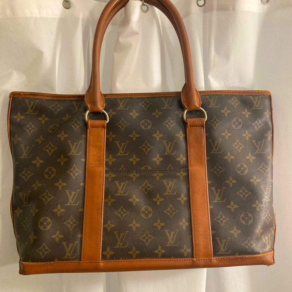 Auth Louis Vuitton Tote, Large, Vintage, classic monogram Canvas “Weekend” model
